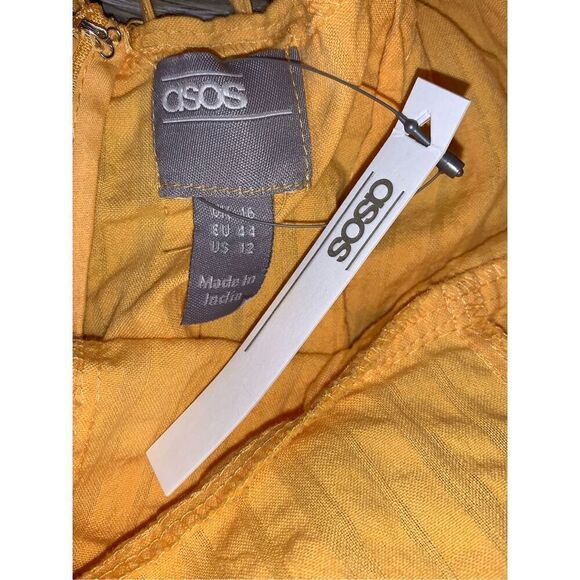 ASOS Yellow Seersucker Puff Sleeve Lace Up Back Romper - Picture 6 of 12